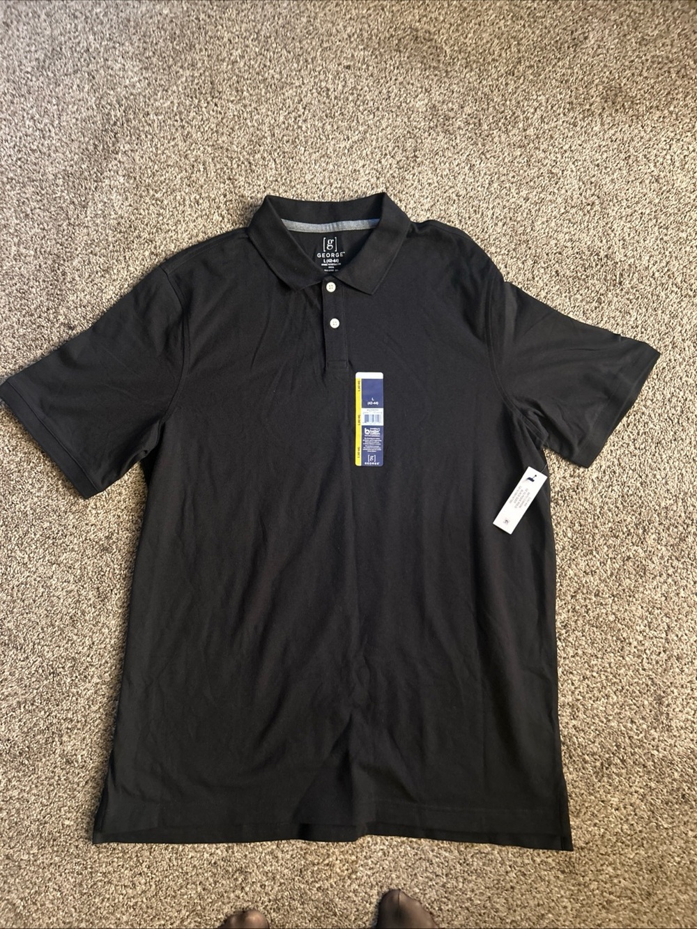 George Men's Black Polo Shirt with Button Placket